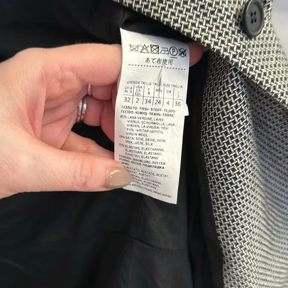 Max Mara Giochi Black White Wool Jacket Blazer Collarless - Picture 8 of 9